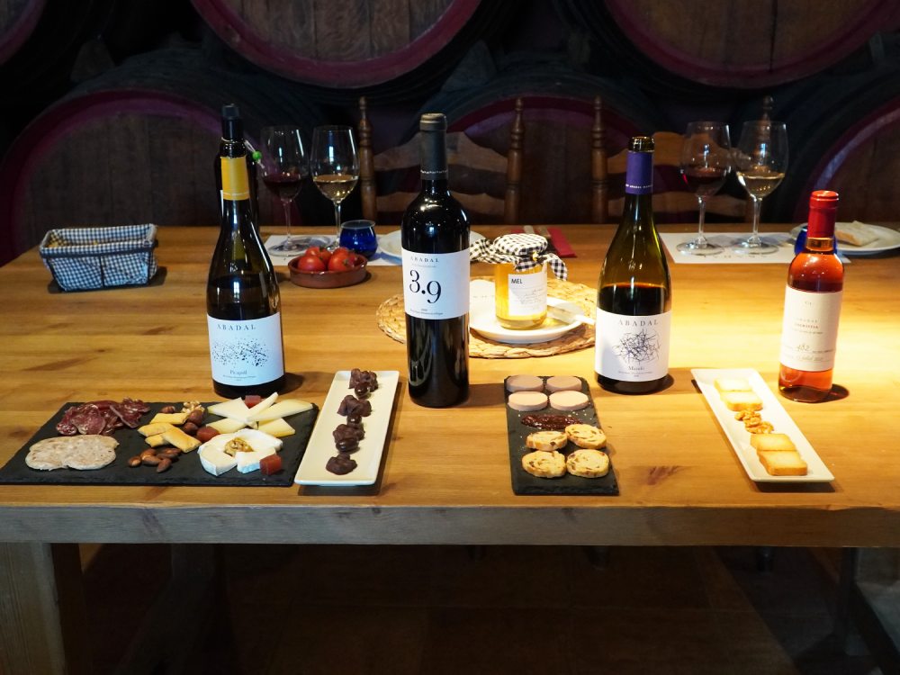 Tast de vins al celler Abadal amb el Vi de Finca Qualificada al centre