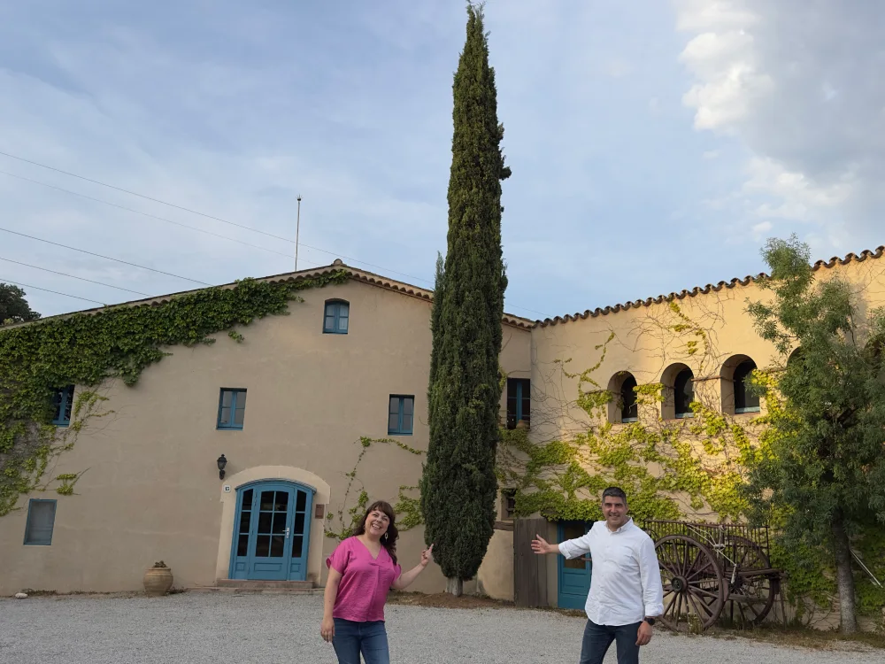 La masia de Mas Rabell té vinyes, menjadors i espais de jardí amb terrassa.