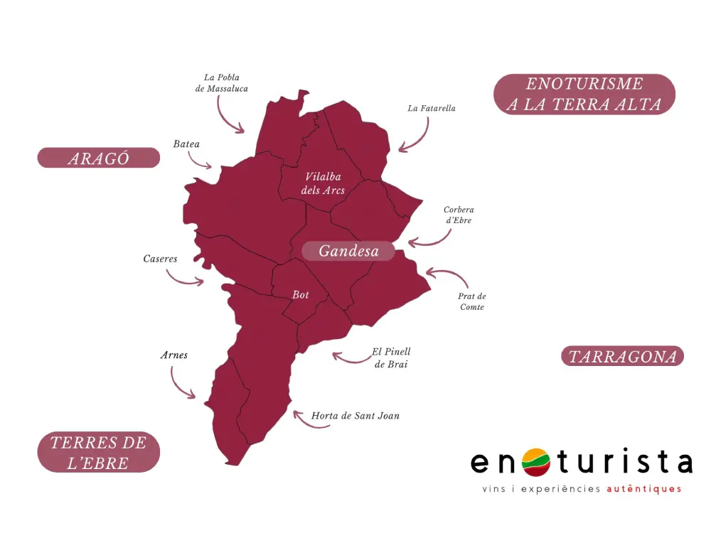 Mapa d'enoturisme a la Terra Alta.