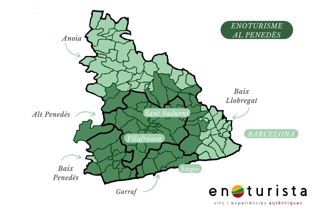 Mapa d'on fer enoturisme al Penedès d'ENOTURISTA.