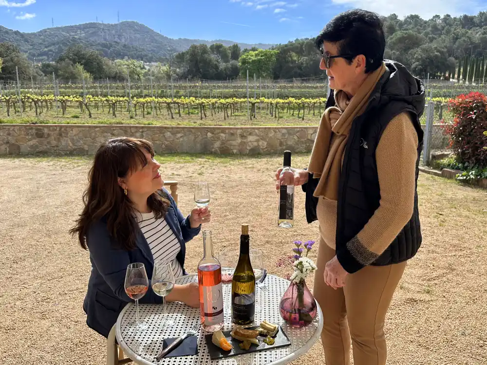 Maridatge de formatges i vins amb vistes a la vinyes del celler Can Roda a la DO Alella